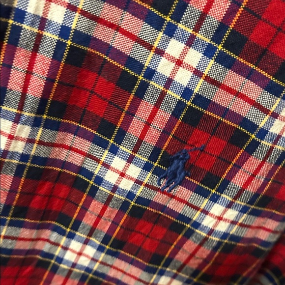Ralph Lauren Men's Red and Blue Plaid Shirt - Picture 3 of 8